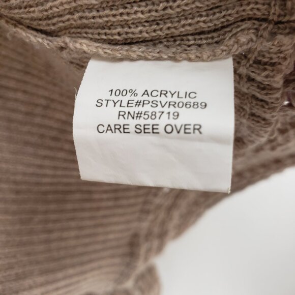 ELEMENTZ Sz PS Cardigan Sweater Tan Taupe Khaki Open Knit Weave Women Petite - Picture 11 of 16